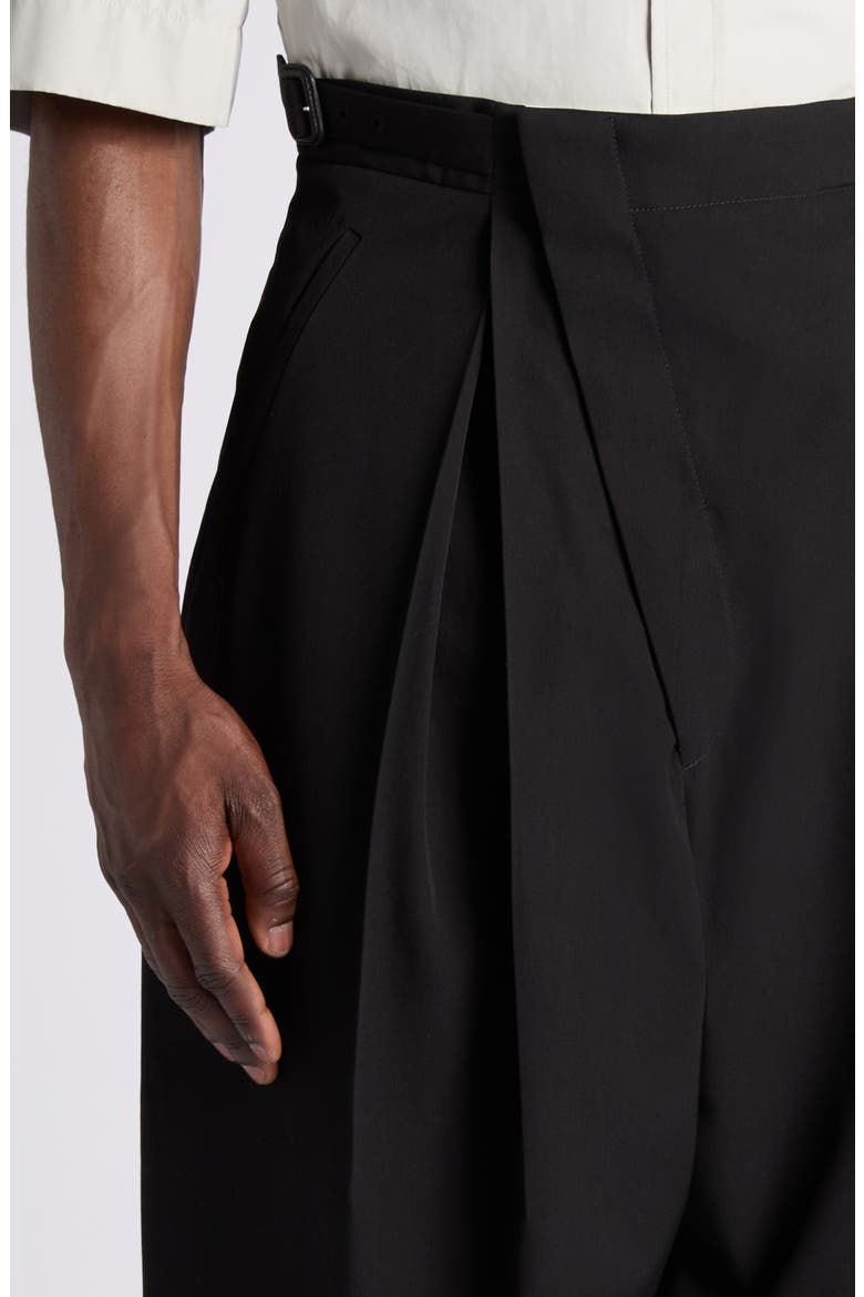 Drop Crotch Tapered Leg Lightweight Wool Twill Pants, Alternate, color, 1010 DOUBLE BLACK