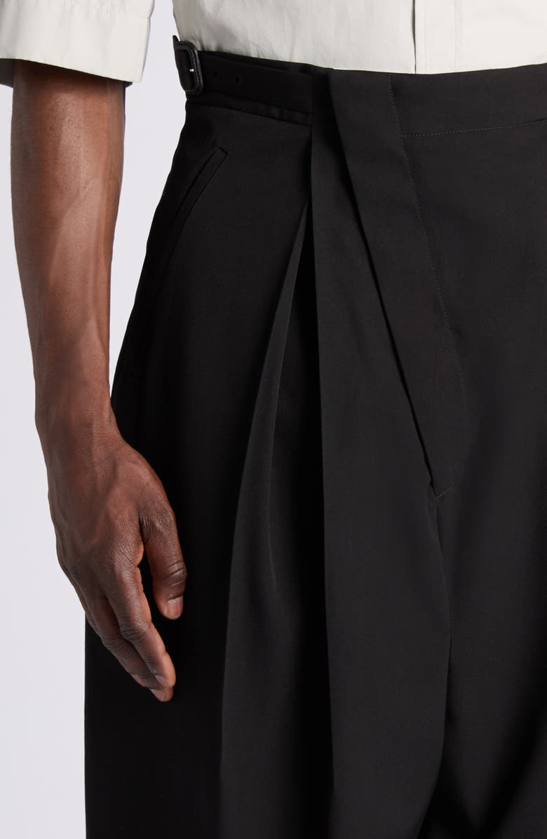 Bottega Veneta Drop Crotch Tapered Leg Lightweight Wool Twill Pants, Alternate, color, 1010 Double Black