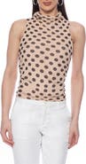 Isaac Mizrahi New York Polka Dot Mock Neck Sleeveless Top