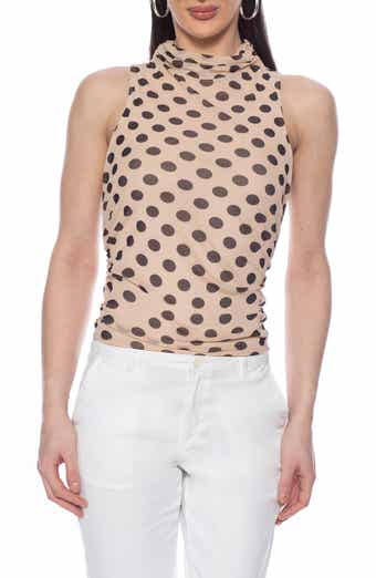 Isaac Mizrahi New York Polka Dot Mock Neck Sleeveless Top