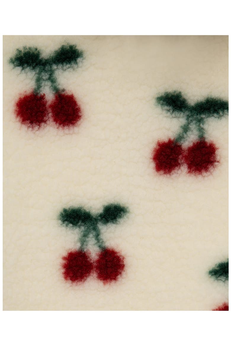 Cherry 3-Piece Rib Top, Knit Pants and Fleece Jacket Set, Alternate, color, OFF WHITE PRINT