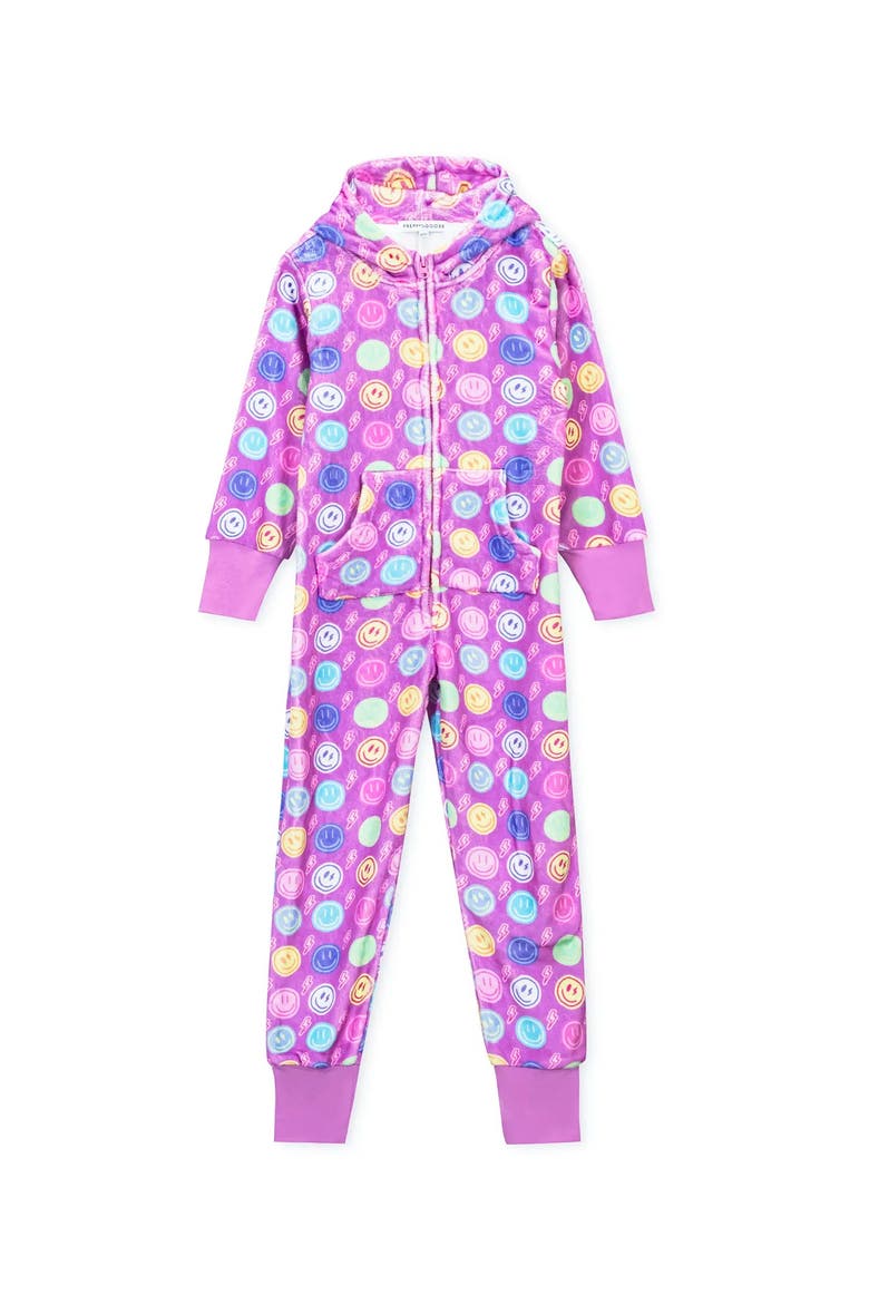 Plush Smiley Faces loungewear jumpsuit, Alternate, color, Multicolor