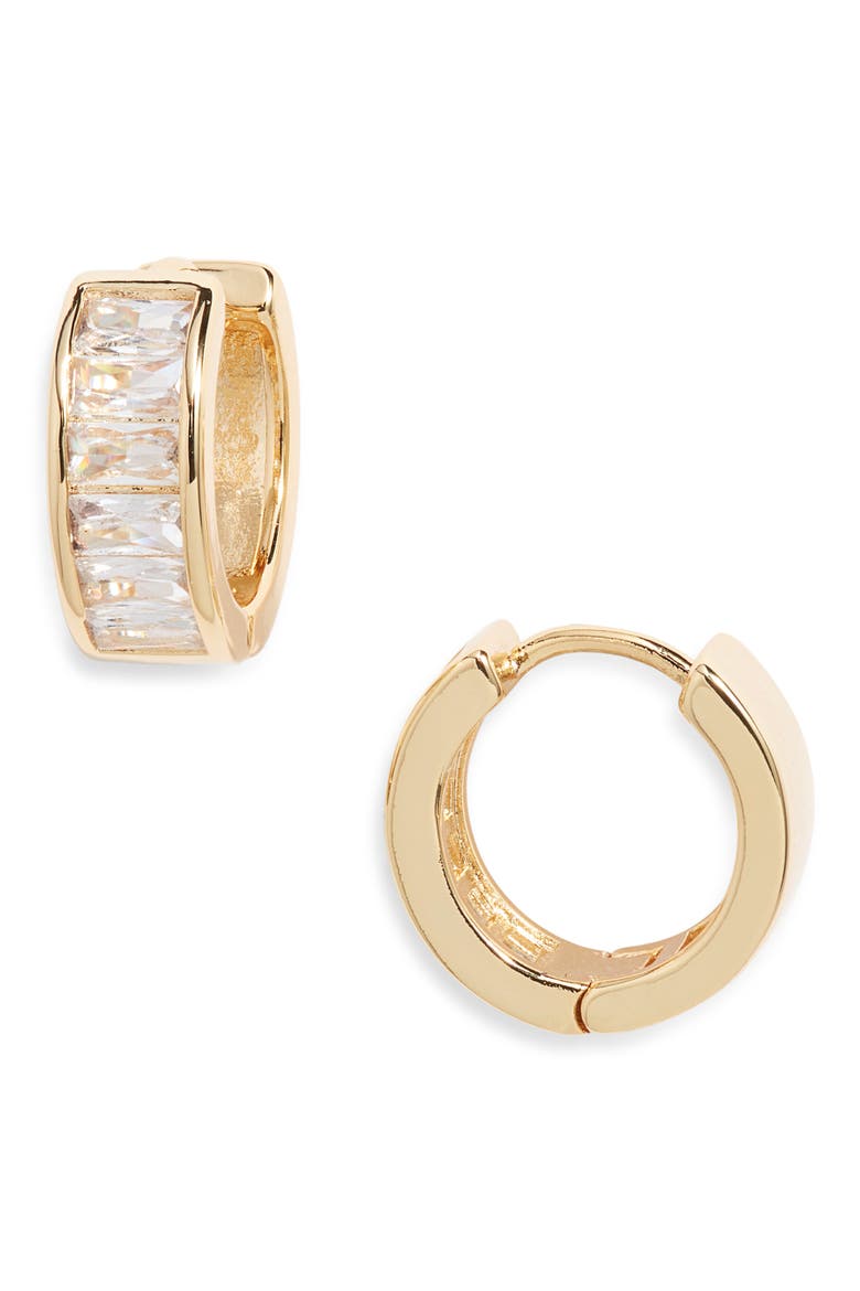 Faye Cubic Zirconia Hoop Earrings, Main, color, GOLD