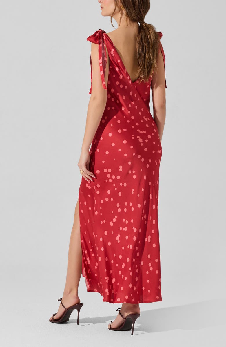 ASTR the Label Allexina Tie Shoulder Maxi Dress, Alternate, color, Red Polka Dot