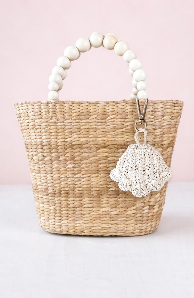 LIKHA Seashell Raffia Bag Charm, Alternate, color, White