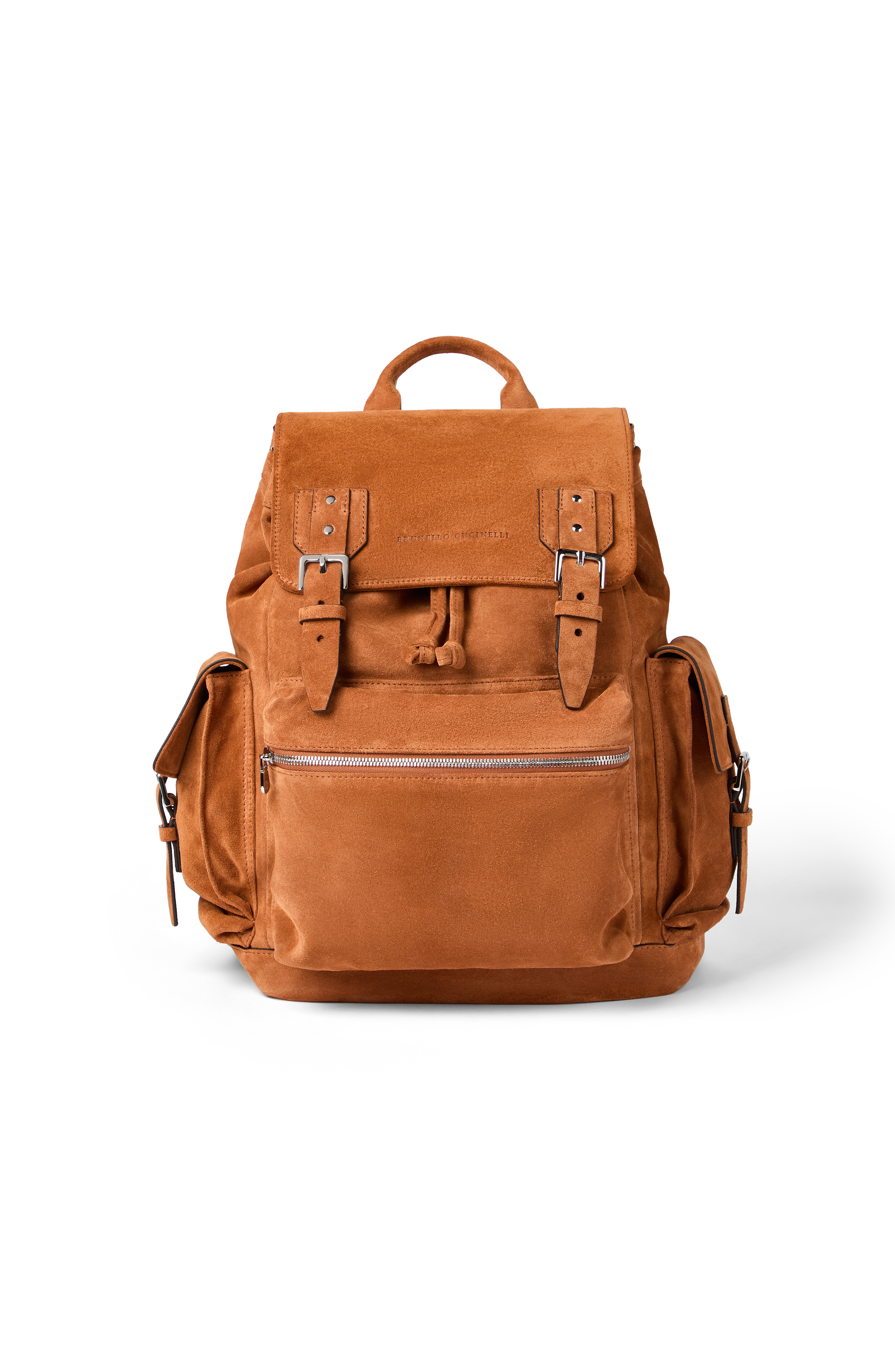 Brunello Cucinelli Suede city backpack, Main, color, Cognac