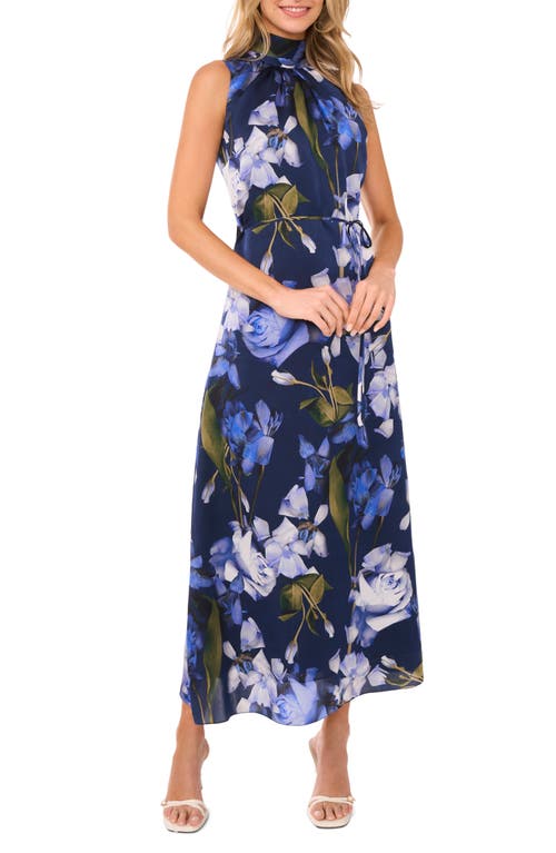 Ted Baker Printed Bow Tie Sleeveless Maxi Dress In Classic Navy