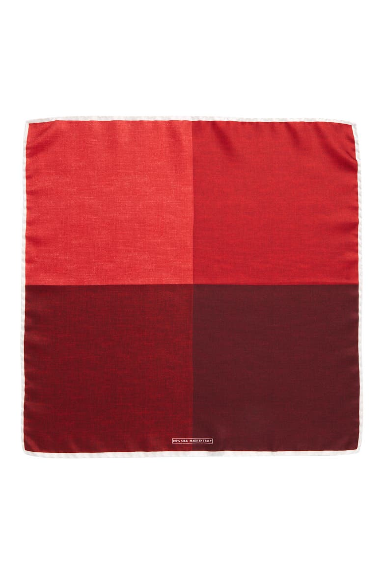 Colorblock Silk Pocket Square, Alternate, color, RED