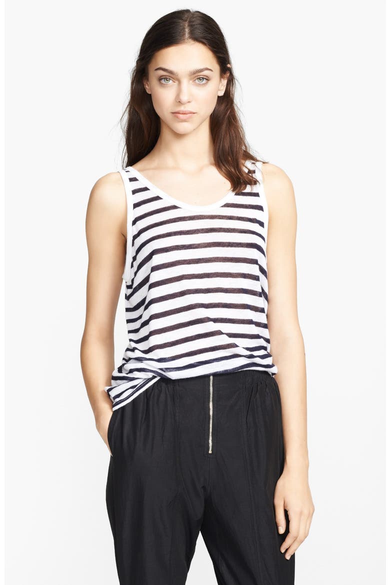 T by Alexander Wang Stripe Knit Tank, Main, color, INK/ WHITE