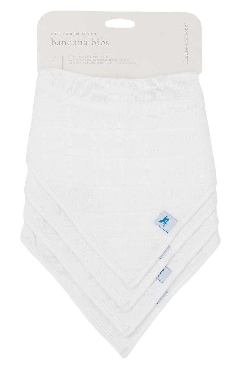 little unicorn 4-Pack Fleece & Cotton Muslin Bandana Bib, Alternate, color, White