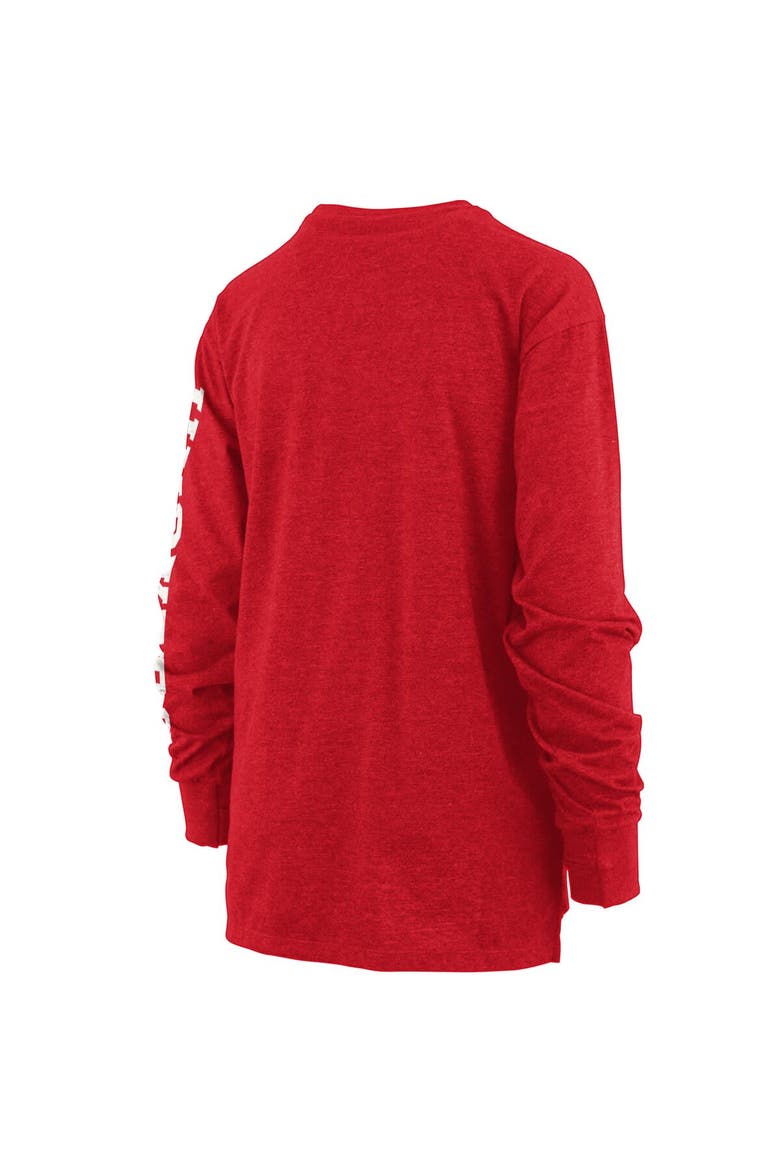 Women's Pressbox Heathered Scarlet Nebraska Huskers Two-Hit Canyon Long Sleeve T-Shirt, Alternate, color, Scarlet
