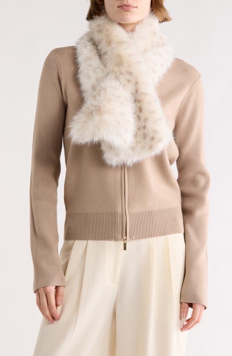 La Fiorentina Faux Fur Scarf, Main, color, Grey