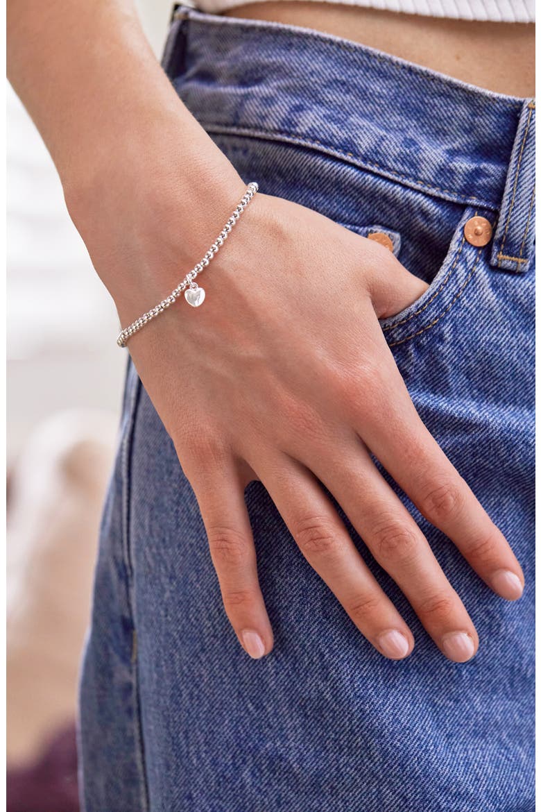 Puffed Heart Sienna Beaded Stretch Bracelet, Alternate, color, SILVER