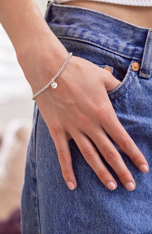 Estella Bartlett Puffed Heart Sienna Beaded Stretch Bracelet In White