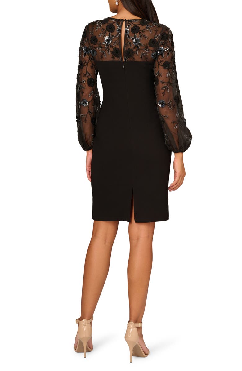 Aidan Mattox by Adrianna Papell Sequin Floral Long Sleeve Cocktail Dress, Alternate, color, 