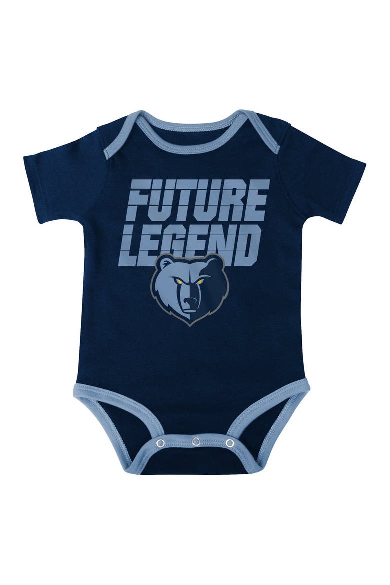 Infant Navy/Light Blue/Gray Memphis Grizzlies Bank Shot Bodysuit, Hoodie T-Shirt & Shorts Set, Alternate, color, Navy