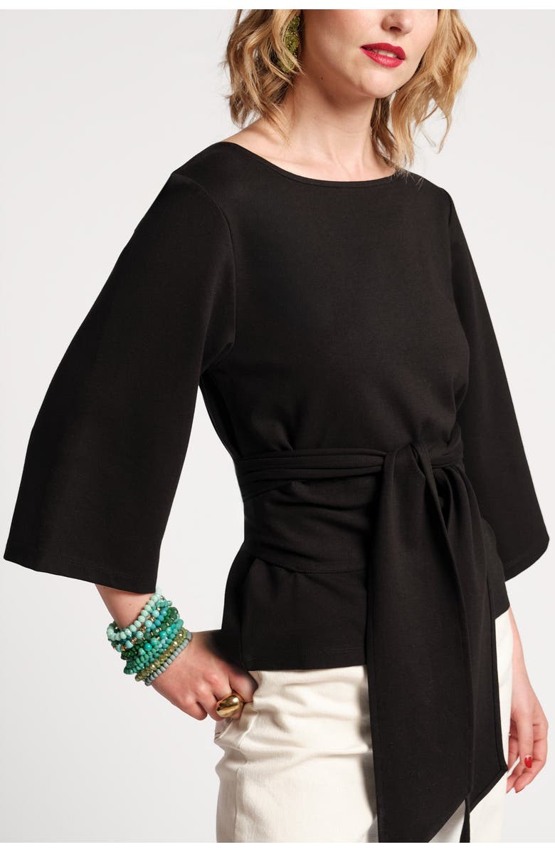 Frances Valentine Whitney Wrap Top Solid Viscose Blend Viscose Blend, Alternate, color, Black
