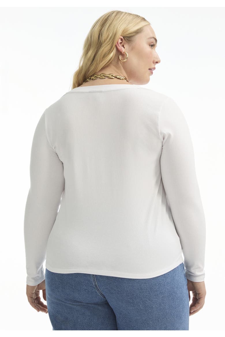 Ribbed Long Sleeve Scoopneck Top, Alternate, color, WHITE