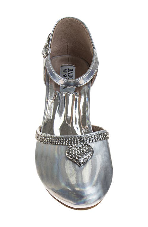 Badgley Mischka Collection Kids' Ankle Strap Pump In Silver Holographic