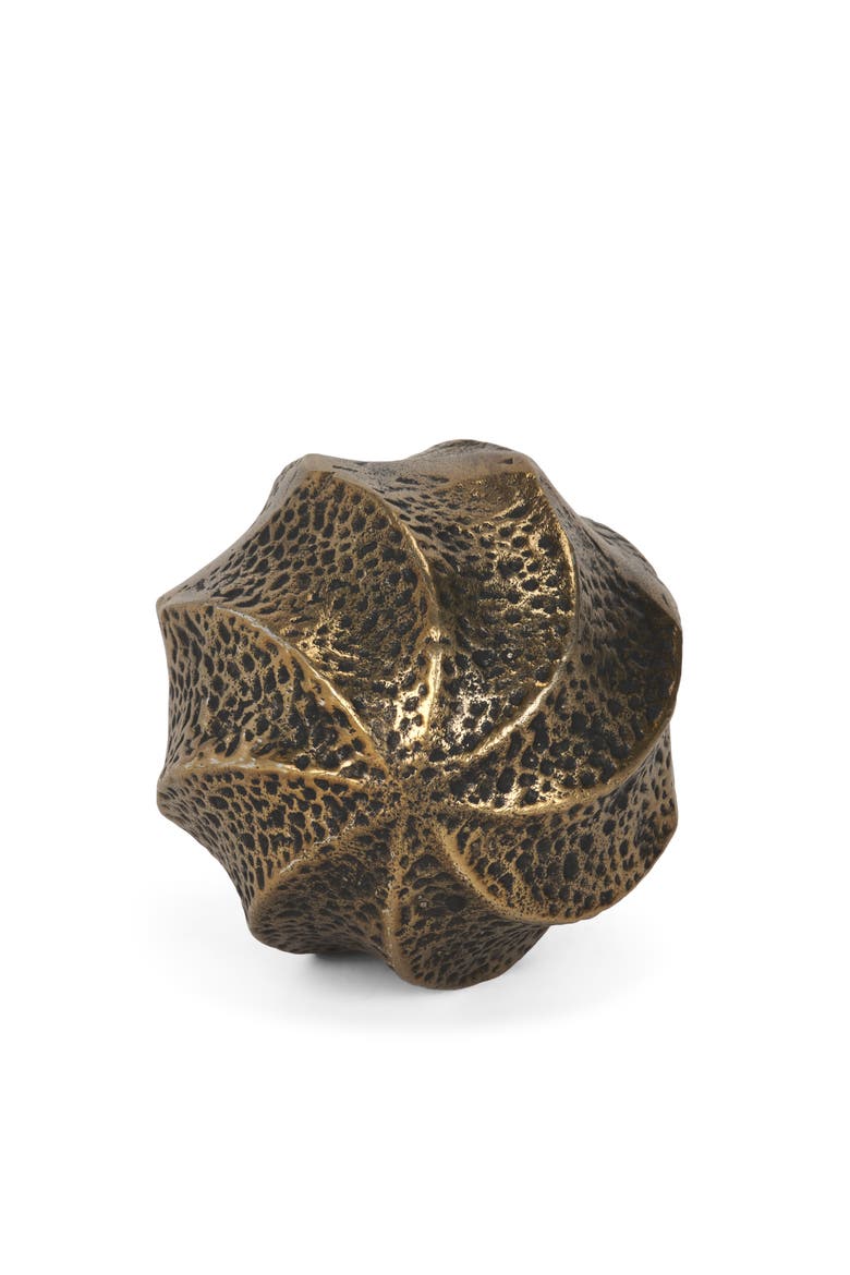 Imani Sculptural Textured Metal Decorative Orb, Main, color, Metallic Gold