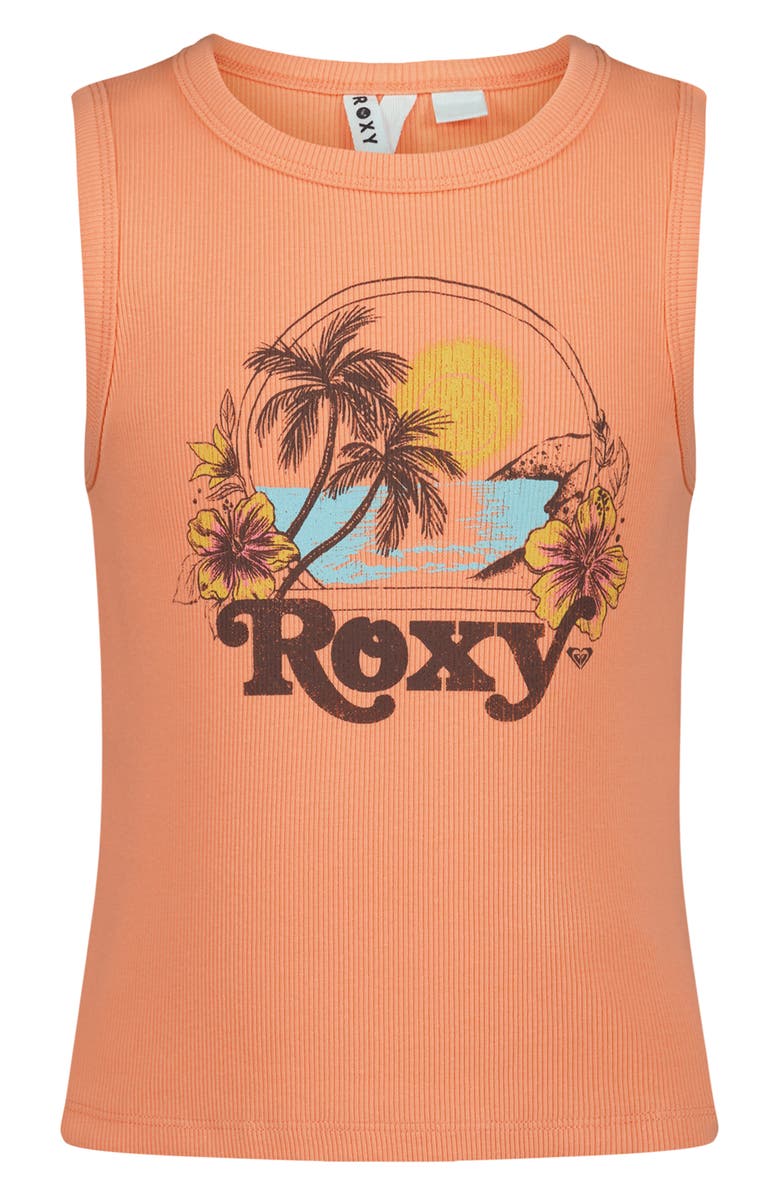 Roxy Kids' Vamos Graphic Tank, Main, color, Peach Pink