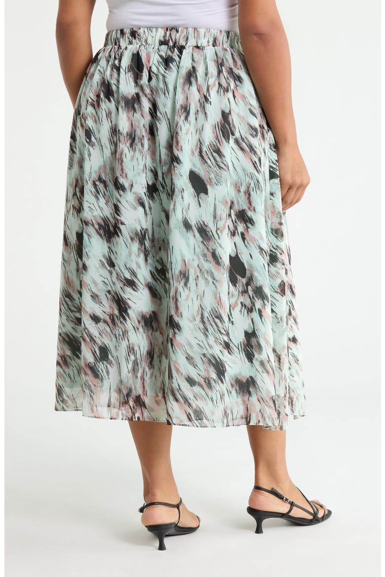 Abstract Print Pull-On Midi Skirt, Alternate, color, SEA GLASS MULTI