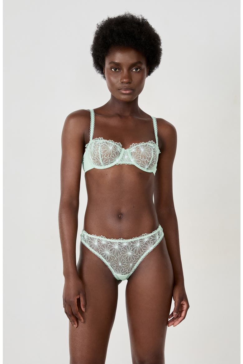 Daisy Embroidered Thong, Alternate, color, CELADON