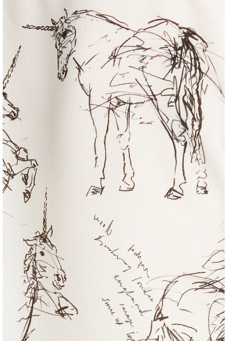 Lucinda Unicorn Sketch Mulberry Silk Shirt, Alternate, color, BLACK IP PATTERN