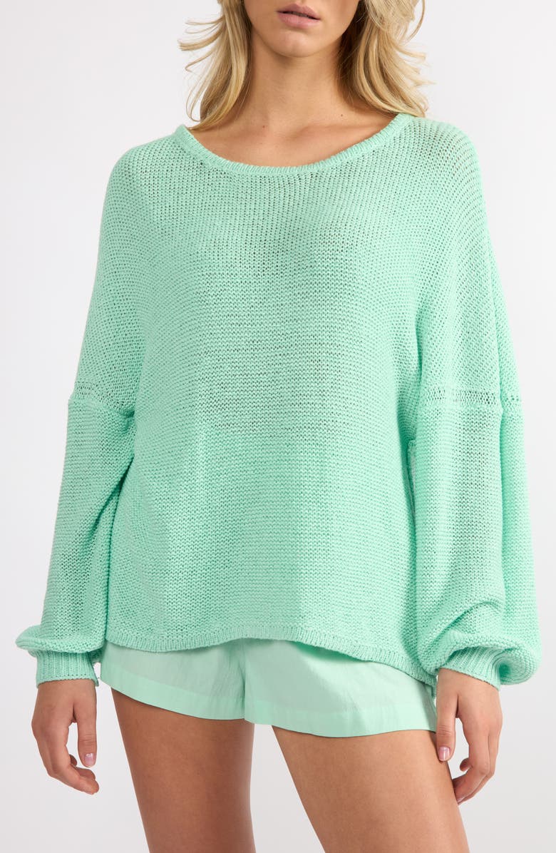 Viens Avec Moi Lightweight Relaxed Fit Sweater, Main, color, Aqua
