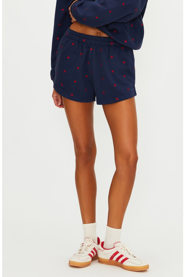 Malik Embroidered Cotton Shorts, Main, color, STAR SPANGLED SEAS