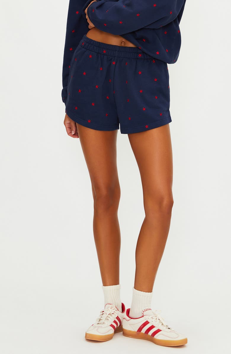 Beach Riot Malik Embroidered Cotton Shorts, Main, color, Star Spangled Seas