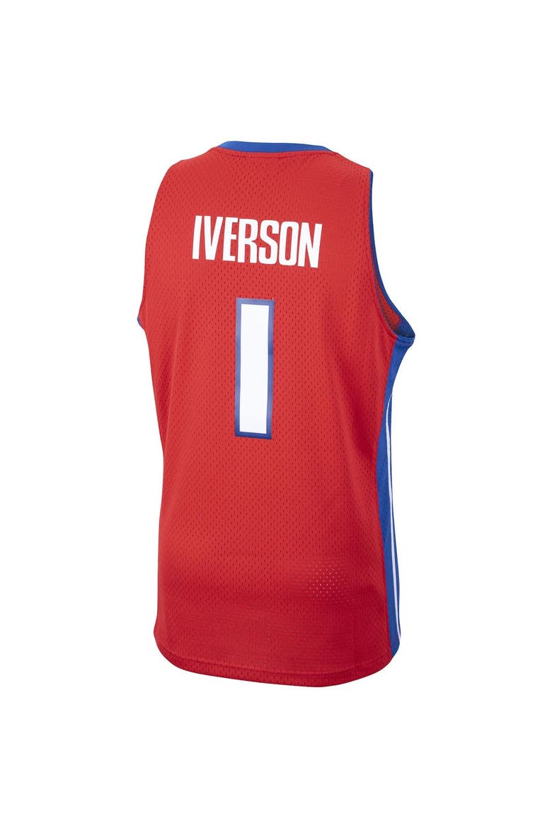 Men's Mitchell & Ness Allen Iverson Red Detroit Pistons  2008/09 Hardwood Classics Swingman Jersey, Alternate, color, Red