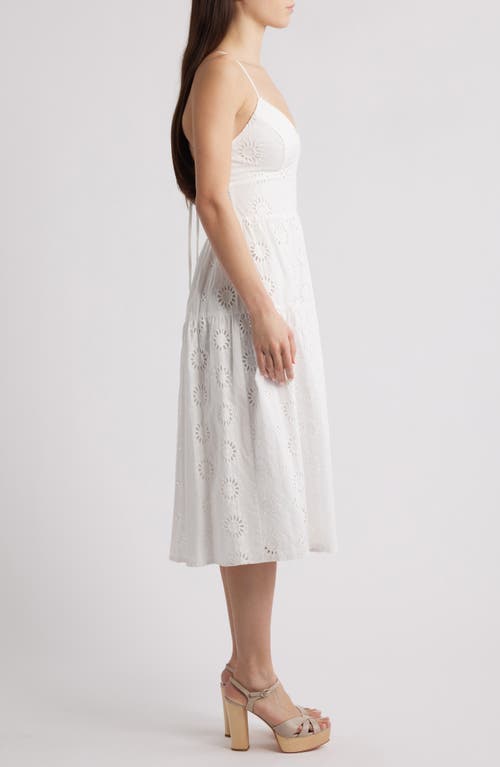 City Studio Eyelet Embroidery A-line Midi Dress In Ivory