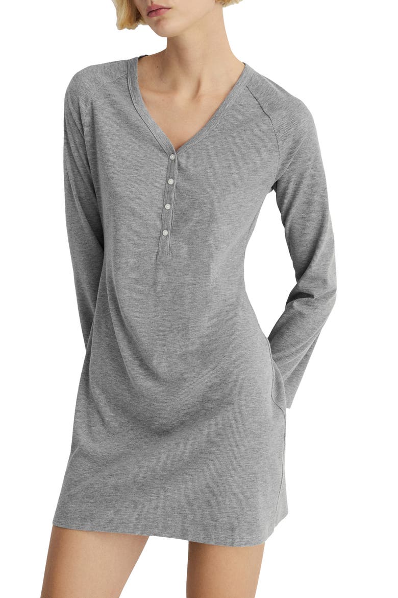 Rib Knit Nightgown, Main, color, GREY