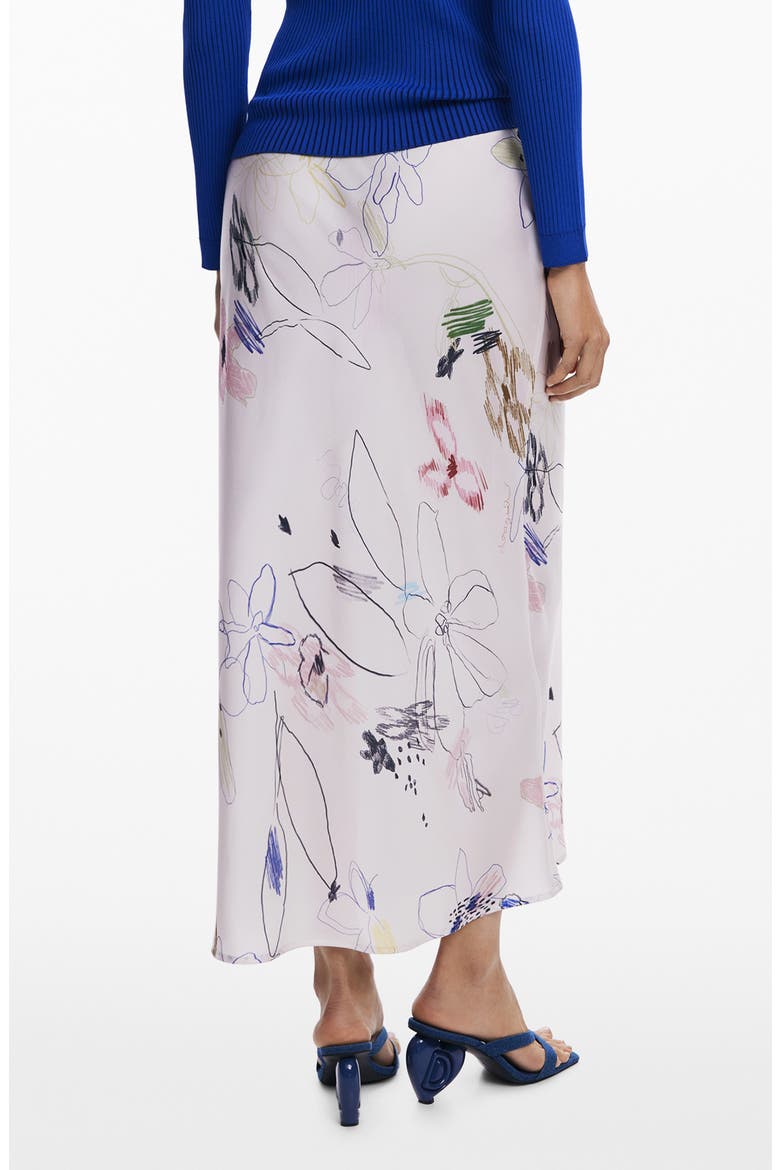 Floral Print Bias Cut Maxi Skirt, Alternate, color, WHITE/ LIGHT BEIGE MULTI