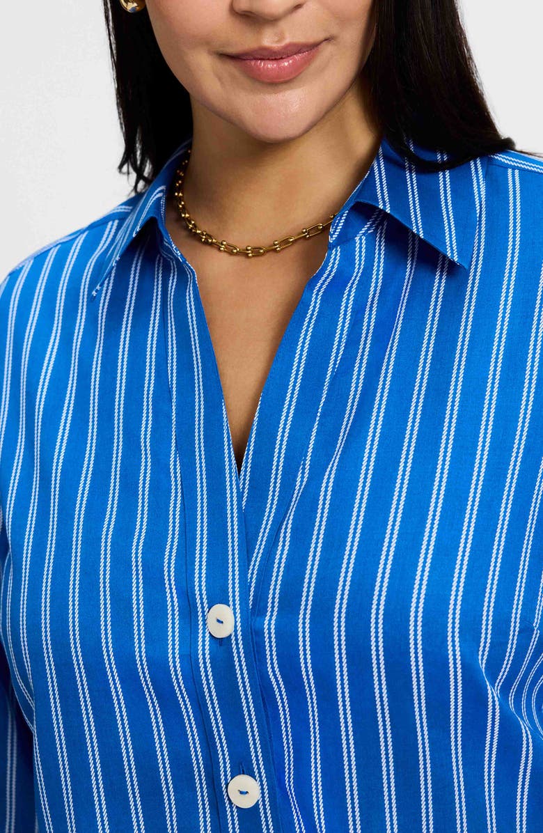 Foxcroft Paityn Stripe Cotton Button-Up Shirt, Alternate, color, Cobalt Blue White