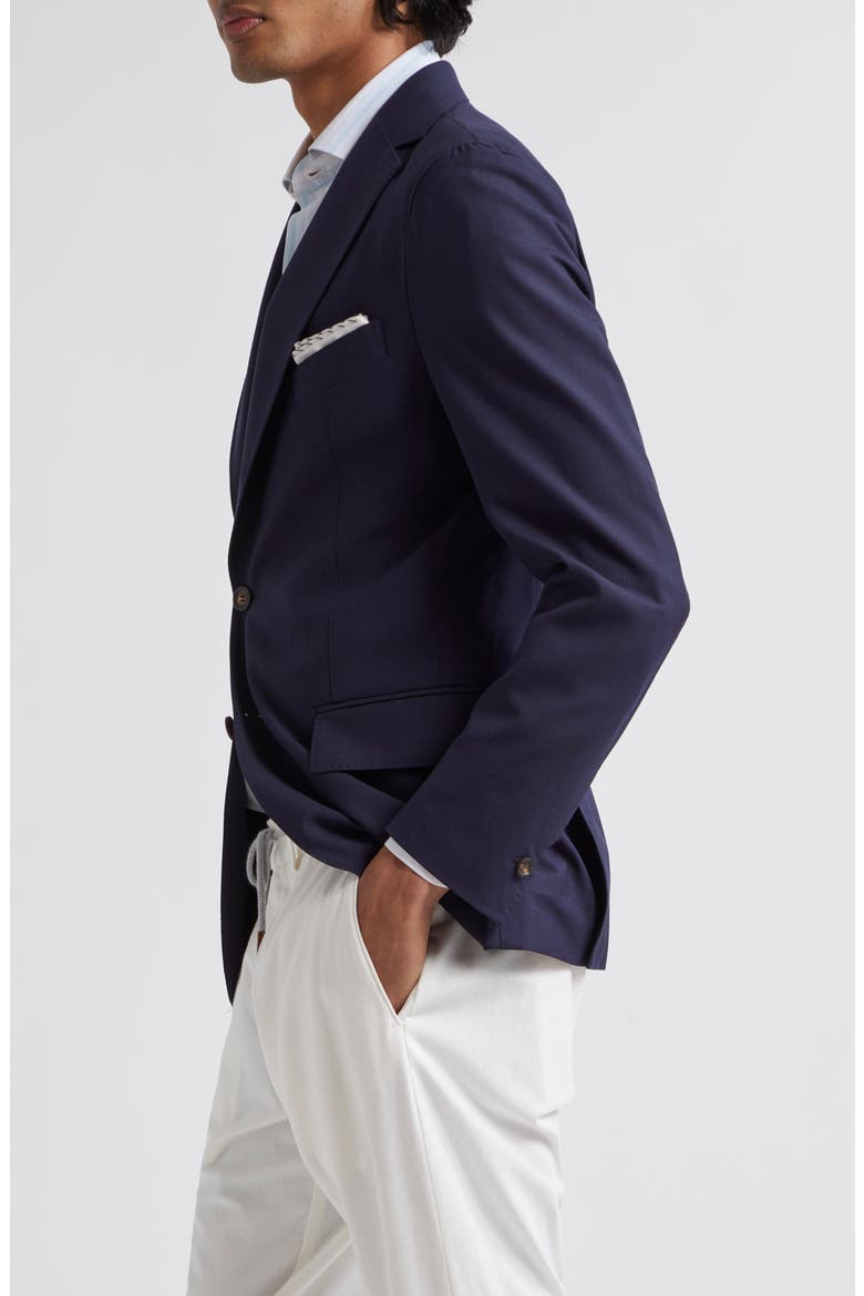 Three-Button Wool & Silk Blazer, Alternate, color, BLUE