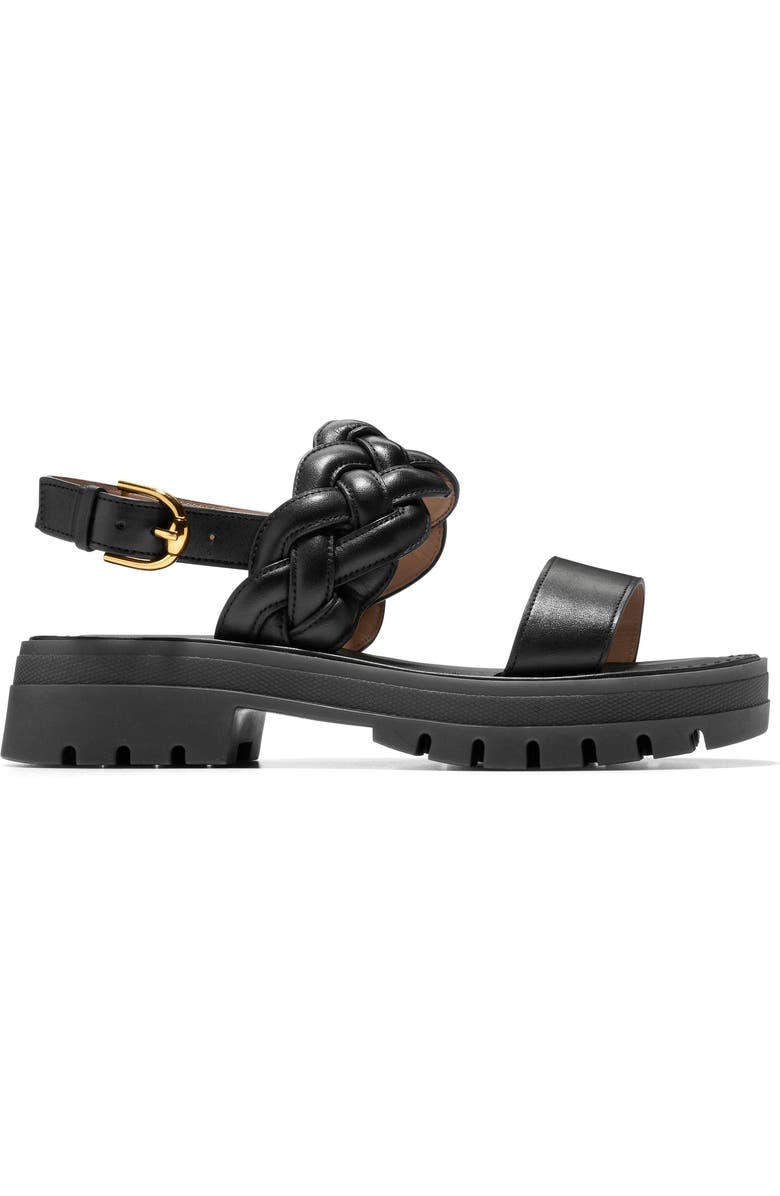 Cole Haan Cressida Lug Sandal, Alternate, color, Black Leather