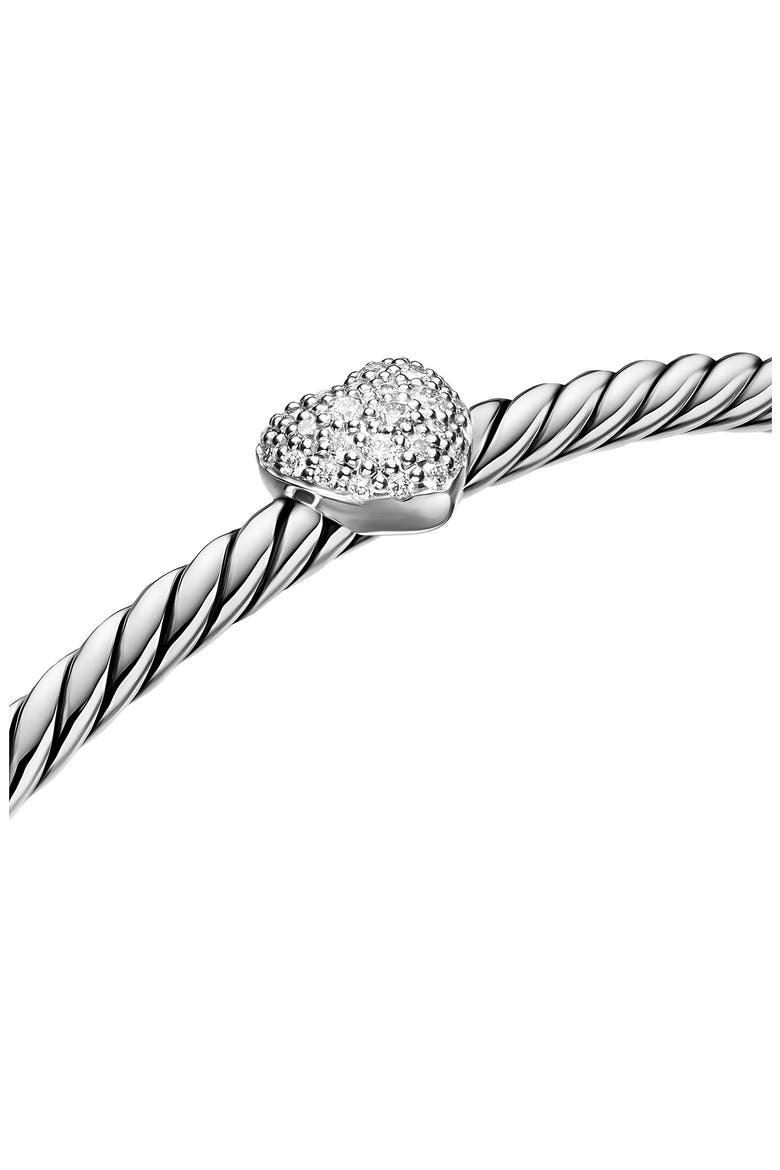 Cable Flex Heart Bracelet, 2.6mm, Alternate, color, SILVER PAVE
