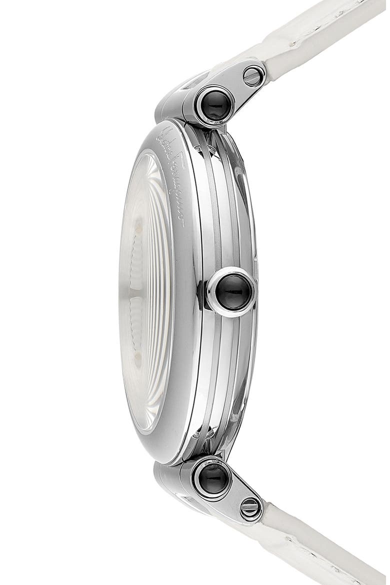 Two-Hand Quartz Croc Embossed Leather Strap Watch, 36mm, Alternate, color, STAINLESS STEEL