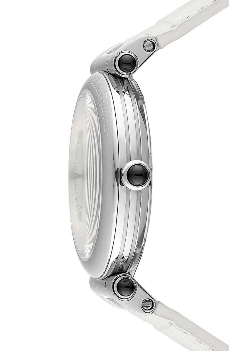 FERRAGAMO Two-Hand Quartz Croc Embossed Leather Strap Watch, 36mm, Alternate, color, Stainless Steel