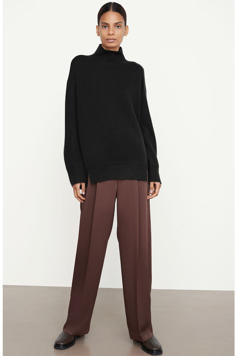 Oversize Cashmere & Wool Turtleneck Sweater, Alternate, color, BLACK