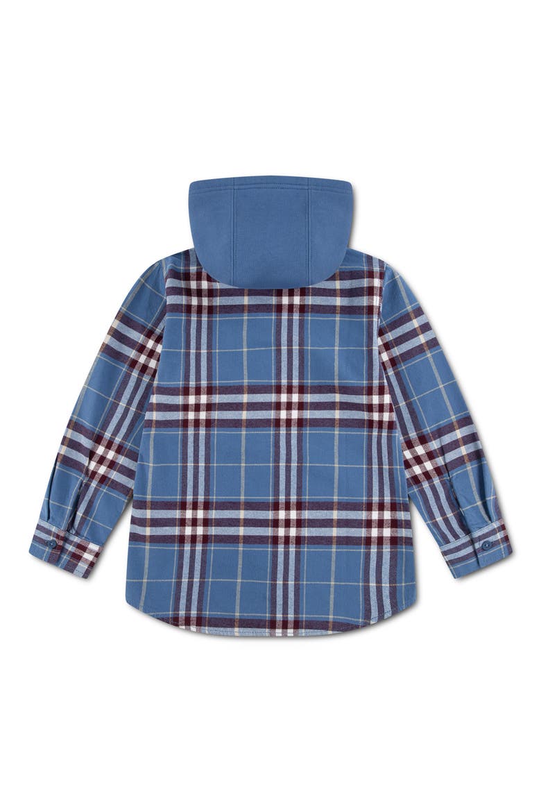 Kids' Hooded Plaid Flannel Shirt, Alternate, color, MOONLIGHT BLUE