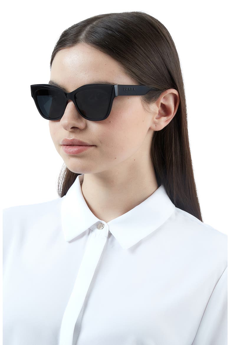53mm Cat Eye Sunglasses, Alternate, color, BLACK WHITE