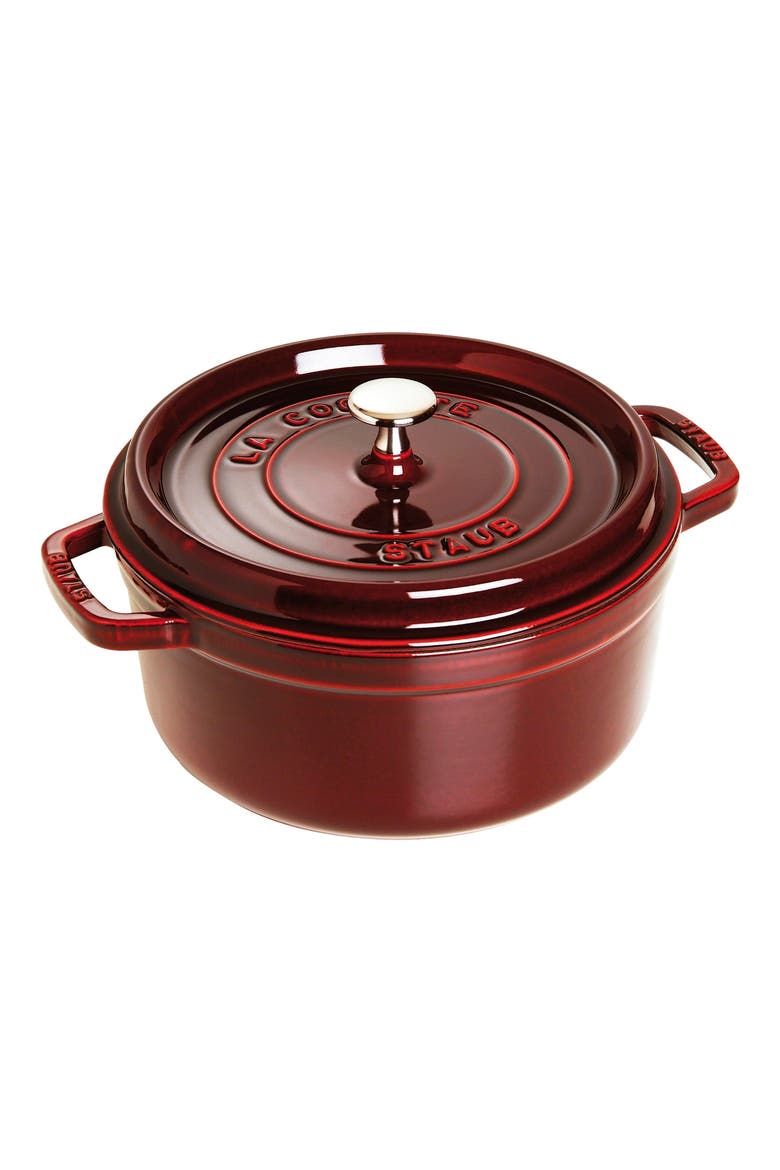 4-Quart Enameled Cast Iron Dutch Oven, Main, color, GRENADINE