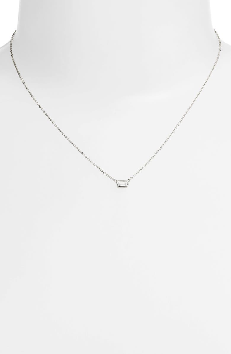 Nordstrom Sterling Silver Cubic Zirconia Delicate Birthstone Pendant Necklace, Alternate, color, 