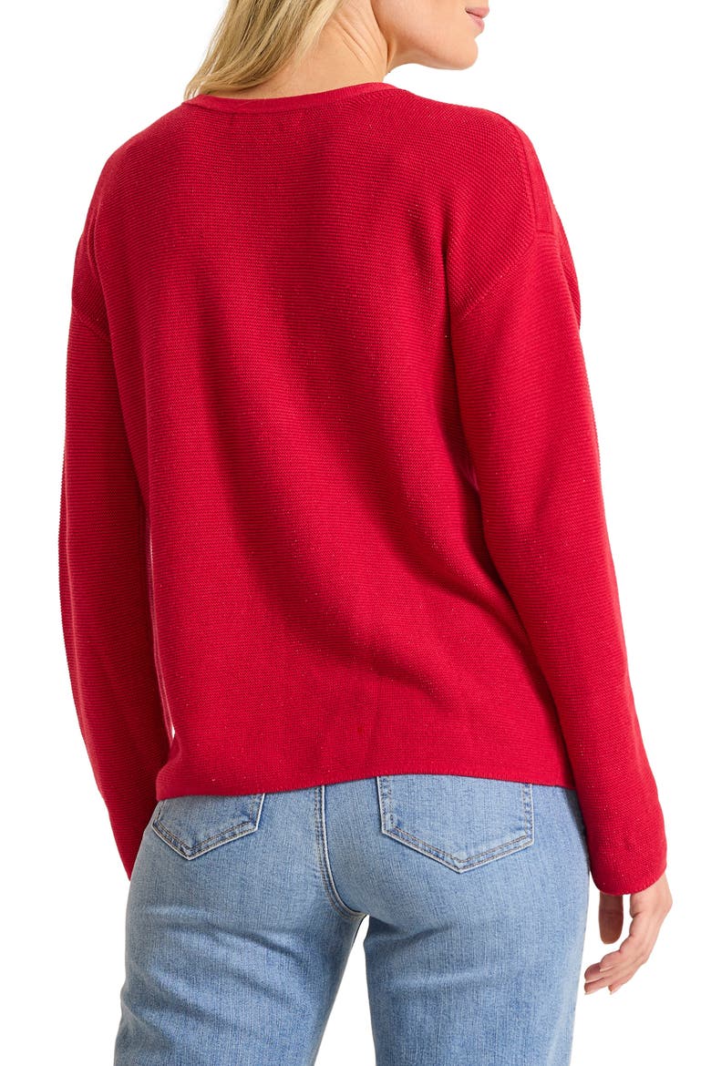 Crystal Sands Sequin Relaxed Fit Cotton Blend Sweater, Alternate, color, TANGO RED