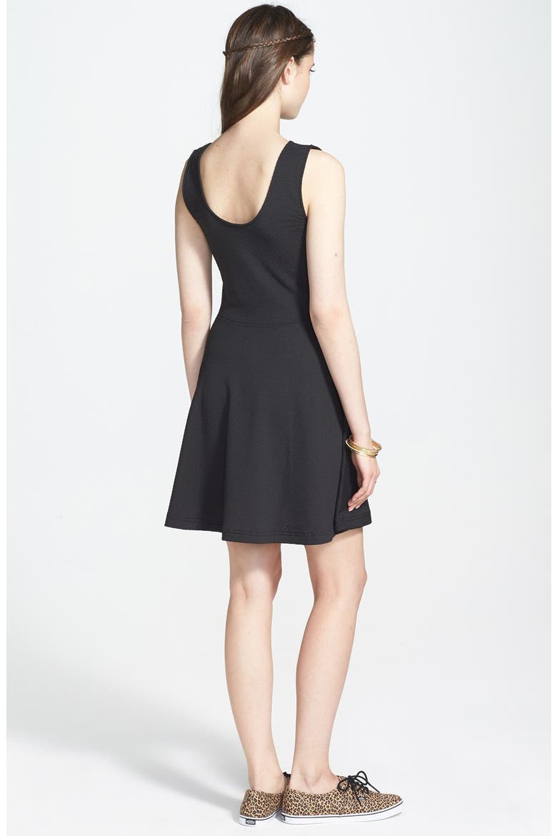 Frenchi® Textured Skater Dress, Alternate, color, BLACK