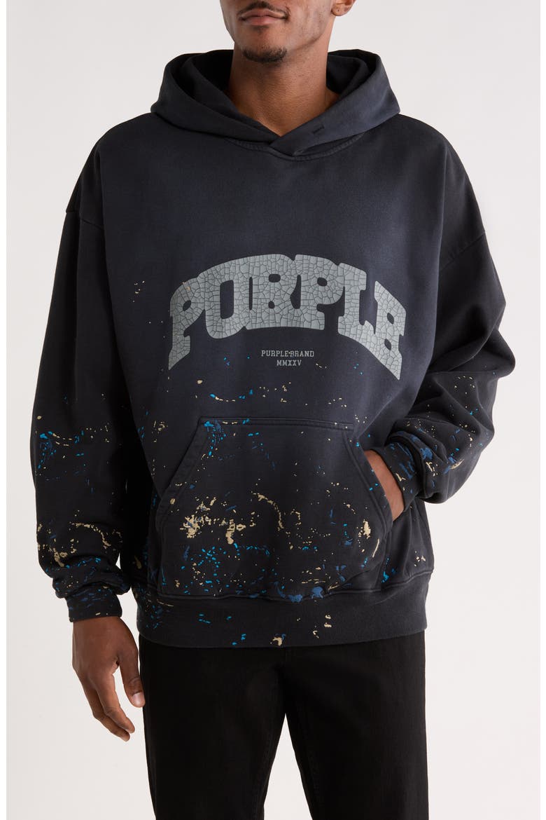 Logo Print Cotton Fleece Hoodie, Main, color, BLACK