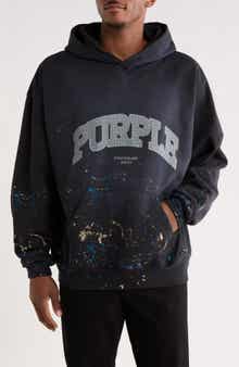 PURPLE BRAND Logo Print Cotton Fleece Hoodie